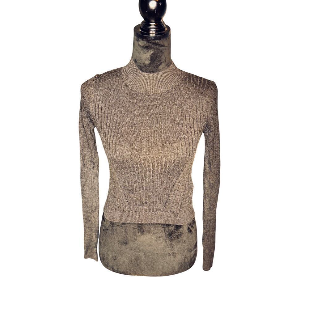 Topshop Women's sz 4 Dark Gray Long Sleeve High Mock Neck Knit Sweater NWT-Alt